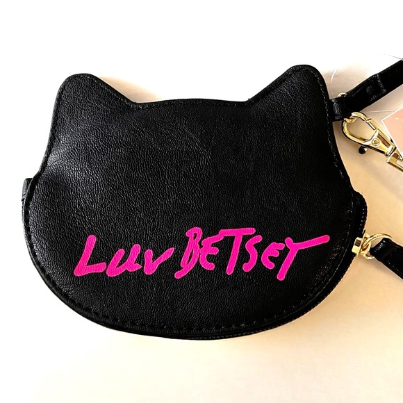 Betsey Johnson Crazy Cat Lady Card Coin Purse Wristlet Quirky Kitty Glitter NEW - Picture 2 of 13